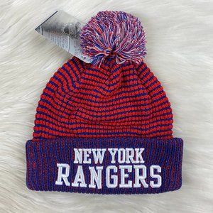NHL Wordmark Waffle Cuffed Knit Beanie NY Rangers